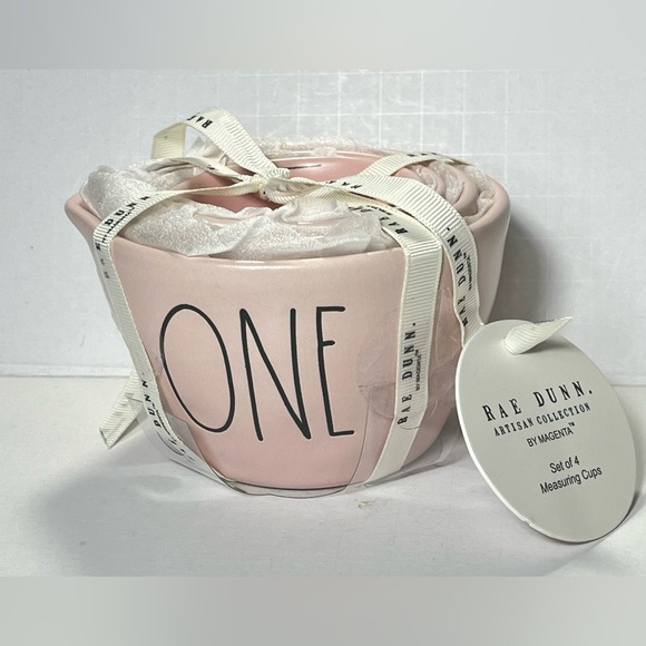 Rae dunn Other - Rae Dunn by magenta Solid Pink Measuring Cup Set 4 Piece NWT Cottagecore Pastel